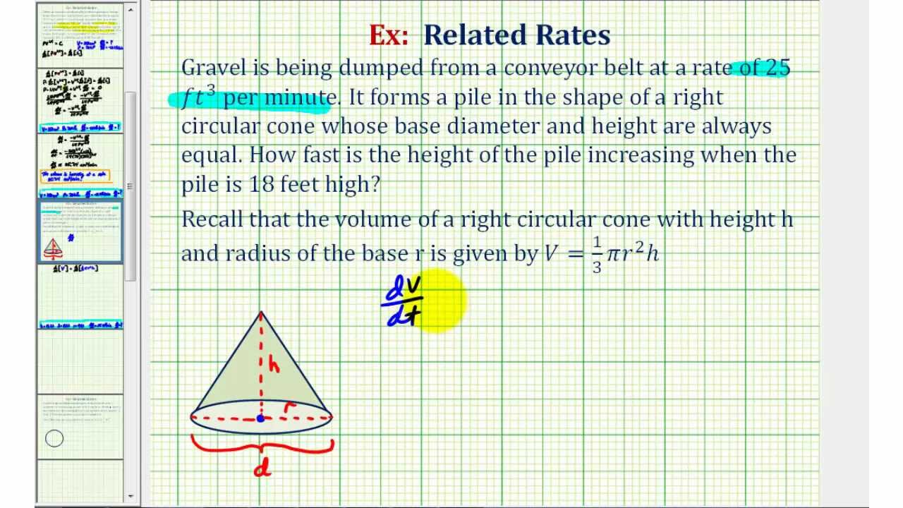 Ex: Related Rates - Right Circular Cone