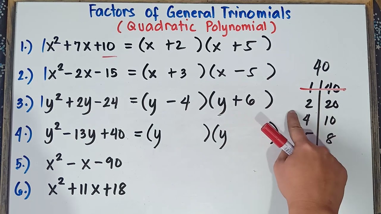 Factors of General Trinomials  | Quadratic Polynomial | Step by Step Guide | G8 | Q1 | Revised K-12