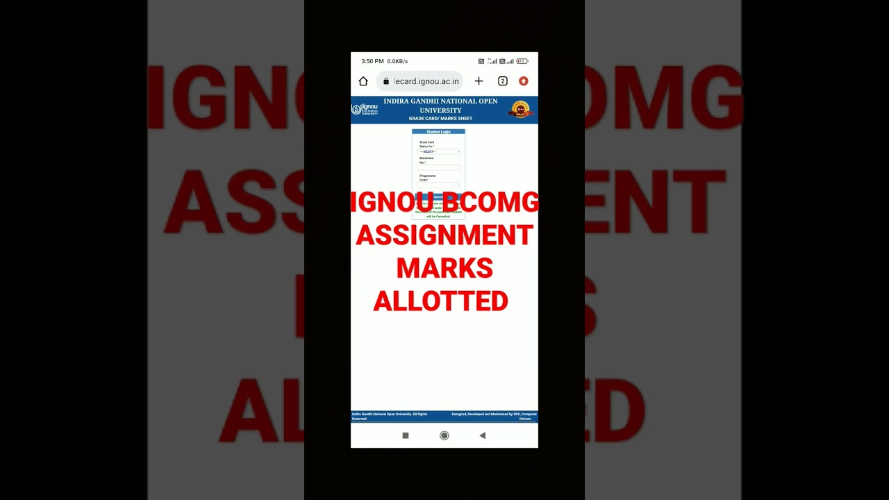 IGNOU BCOMG ASSIGNMENT Marks allotted