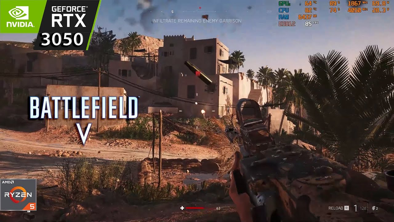 BATTLEFIELD V on RTX 3050 laptop 75W + Ryzen 5 5600h : All Graphics Settings