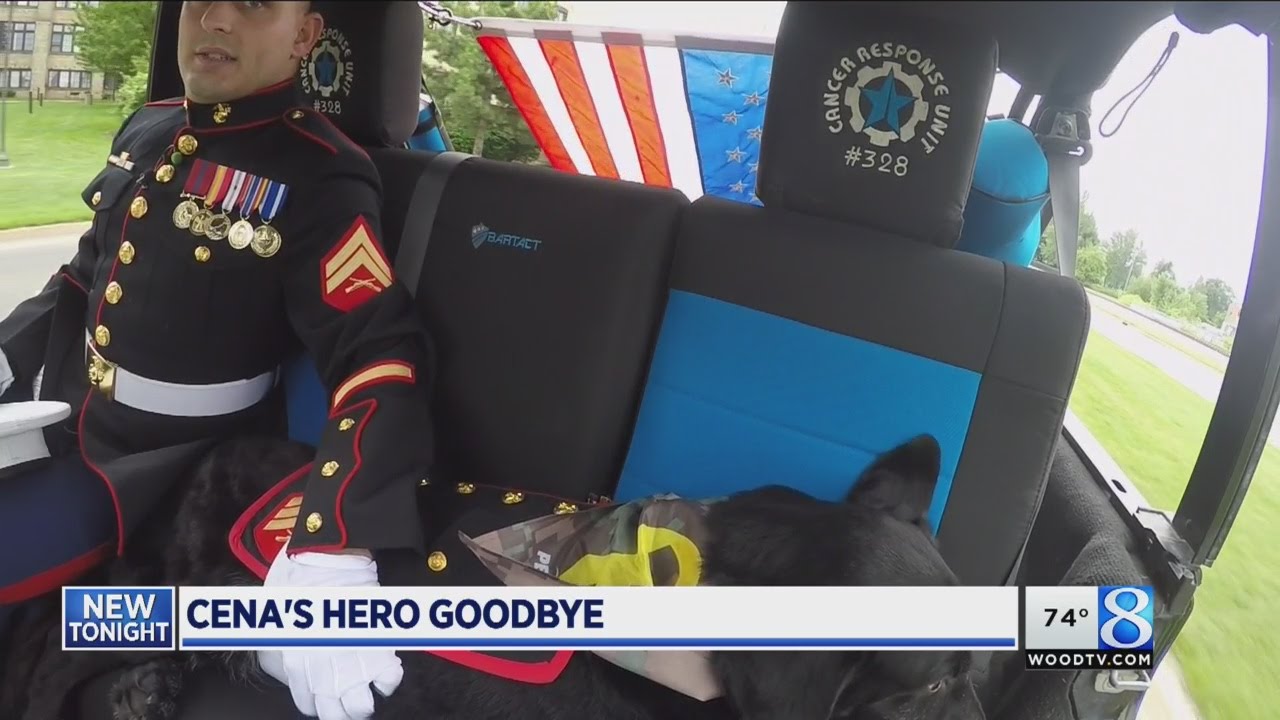 Cena&rsquo;s last ride: Procession honors war dog