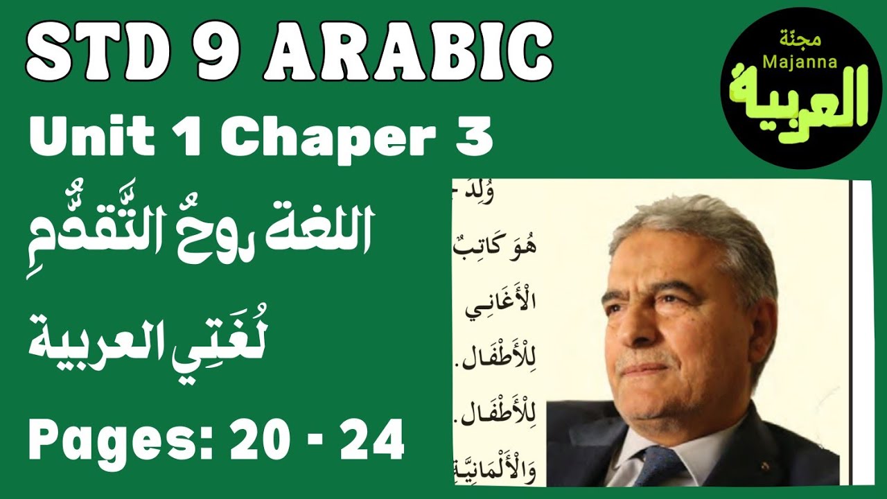 STD 9 Arabic Unit 1 Chapter 3 Language is the Spirit of Progress page 20 to 24 My Arabic Language