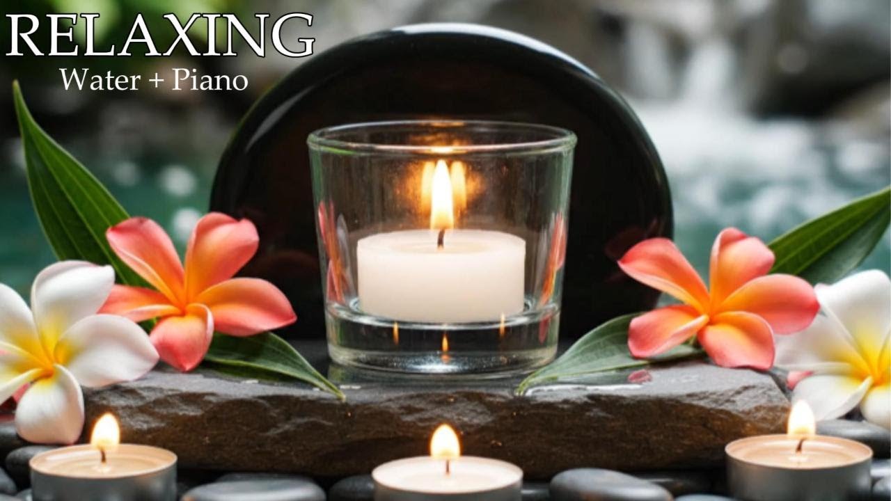 Relaxing Music Relieves Stress, Anxiety and Depression - Bamboo Water Fountain + Healing Piano Music