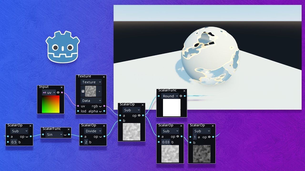 Visual Shader Editor in Godot 3.1: Dissolve Shader (tutorial)