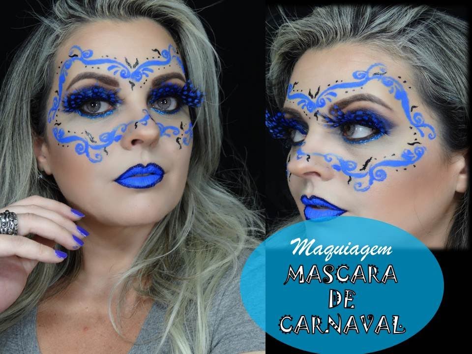 MASCARA DE CARNAVAL USANDO ESTÊNCIL DE ARTESANATO POR RENATA MONTEIRO - MAQUIAGEM ARTÍSTICA