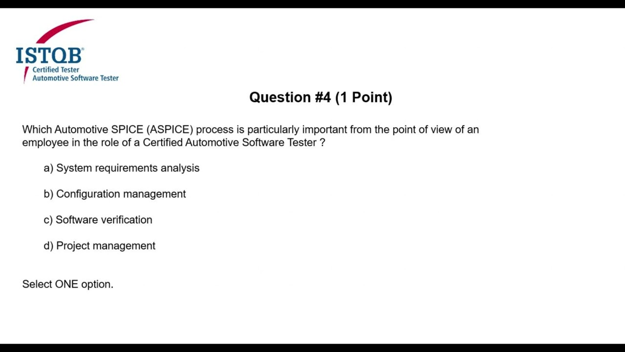 ISTQB Automotive Software Tester : Question #4 