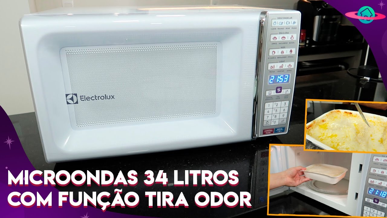 LIGANDO PELA PRIMEIRA VEZ MICROONDAS ELECTROLUX 34 LITROS MEO44: MICRO-ONDAS COM FUNÇÃO TIRA ODOR