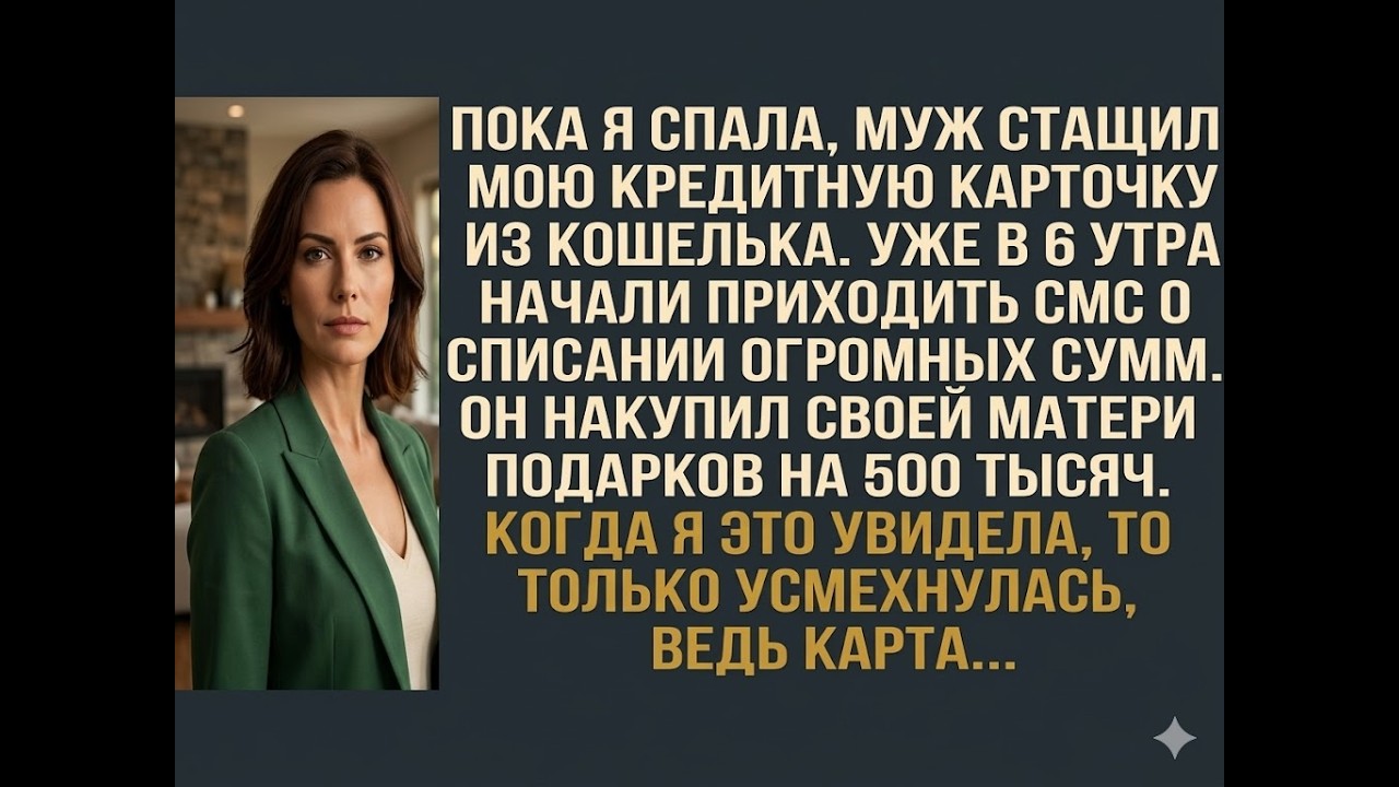 Пока я спала, муж стащил мою кредитку и накупил матери подарков на 500 тысяч. Но он не знал что..
