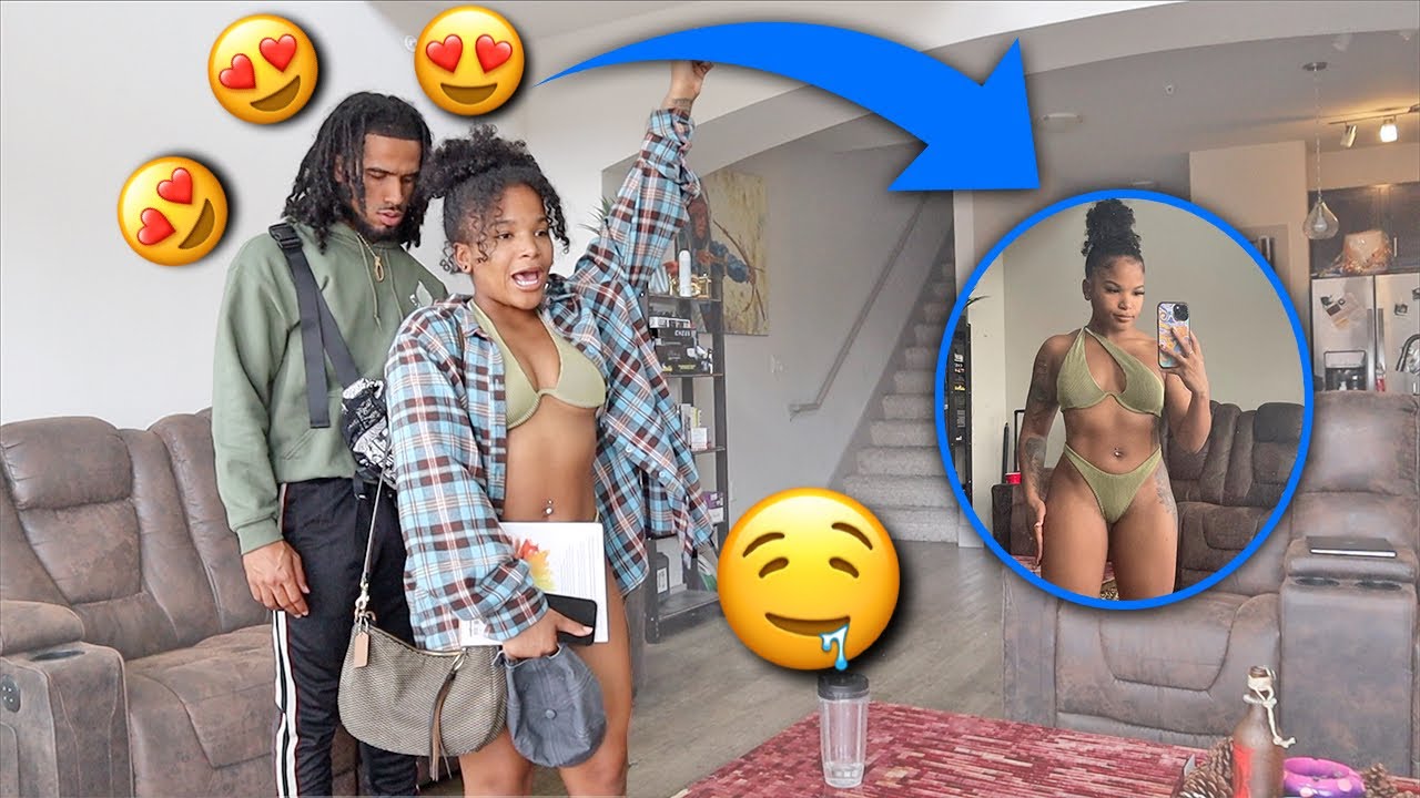 LEAVING THE HOUSE IN A SWIMSUIT TO SEE HIS REACTION!