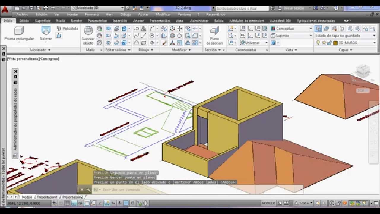 PRACTICA 12 E3 EGAII ETSIE UGR Modelado 3D Cubiertas - AutoCAD
