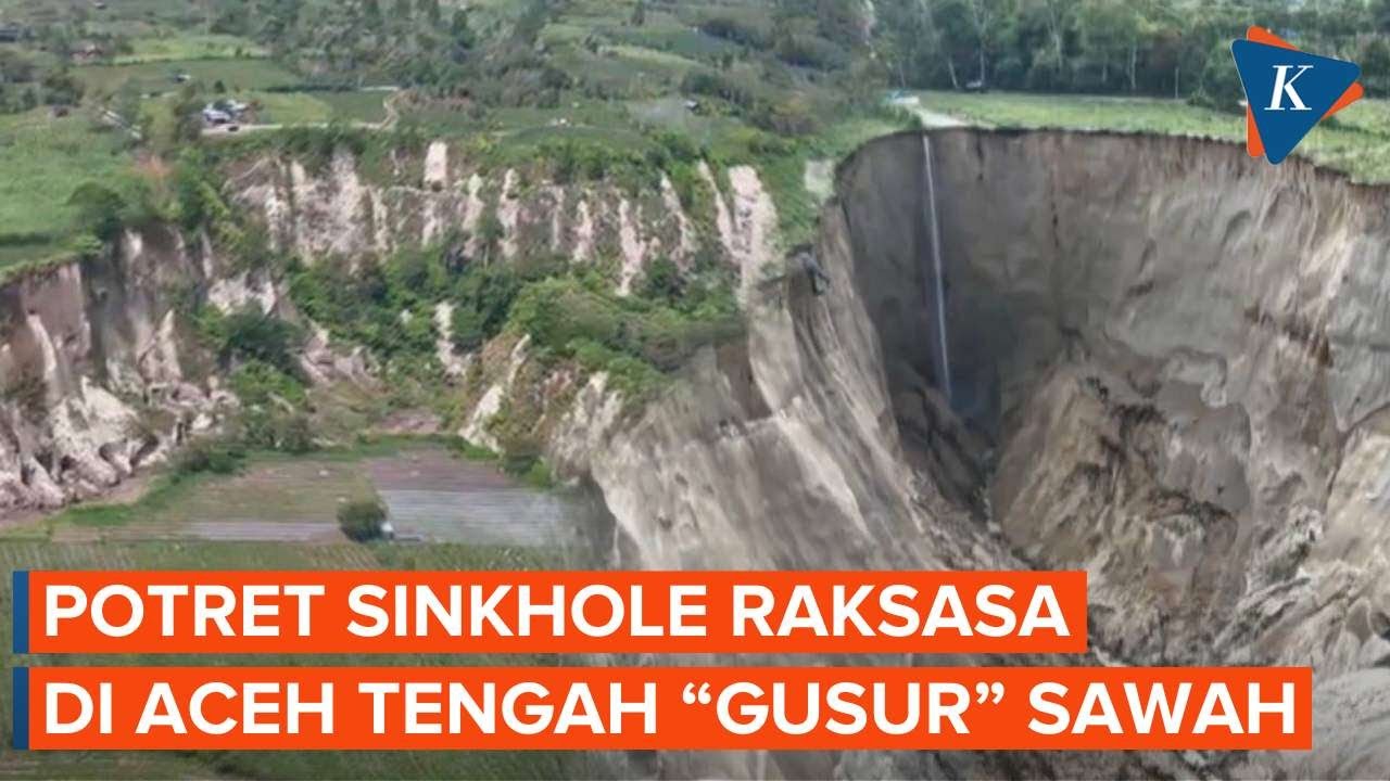 Potret Udara Sinkhole Seluas 3 Hektare di Aceh Tengah, Makin Dekat Permukiman Warga