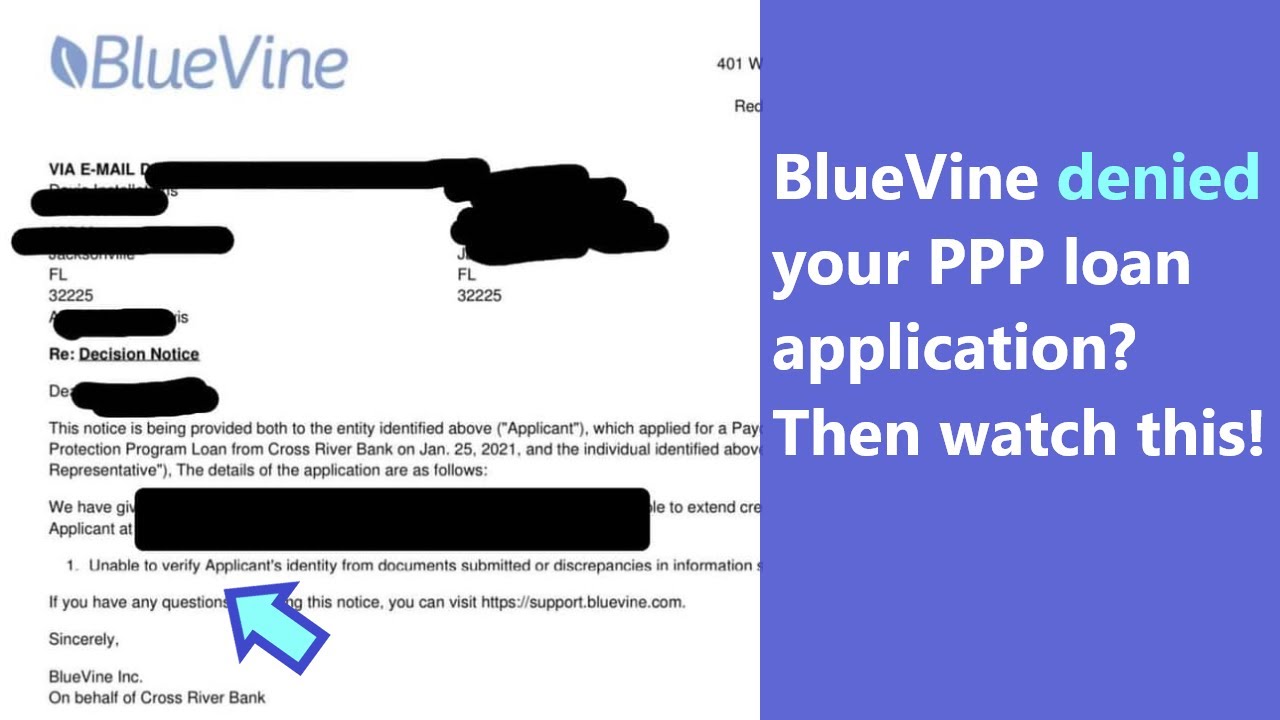 BlueVine denied PPP application and was unable to verify identity? Watch this to find the next step!