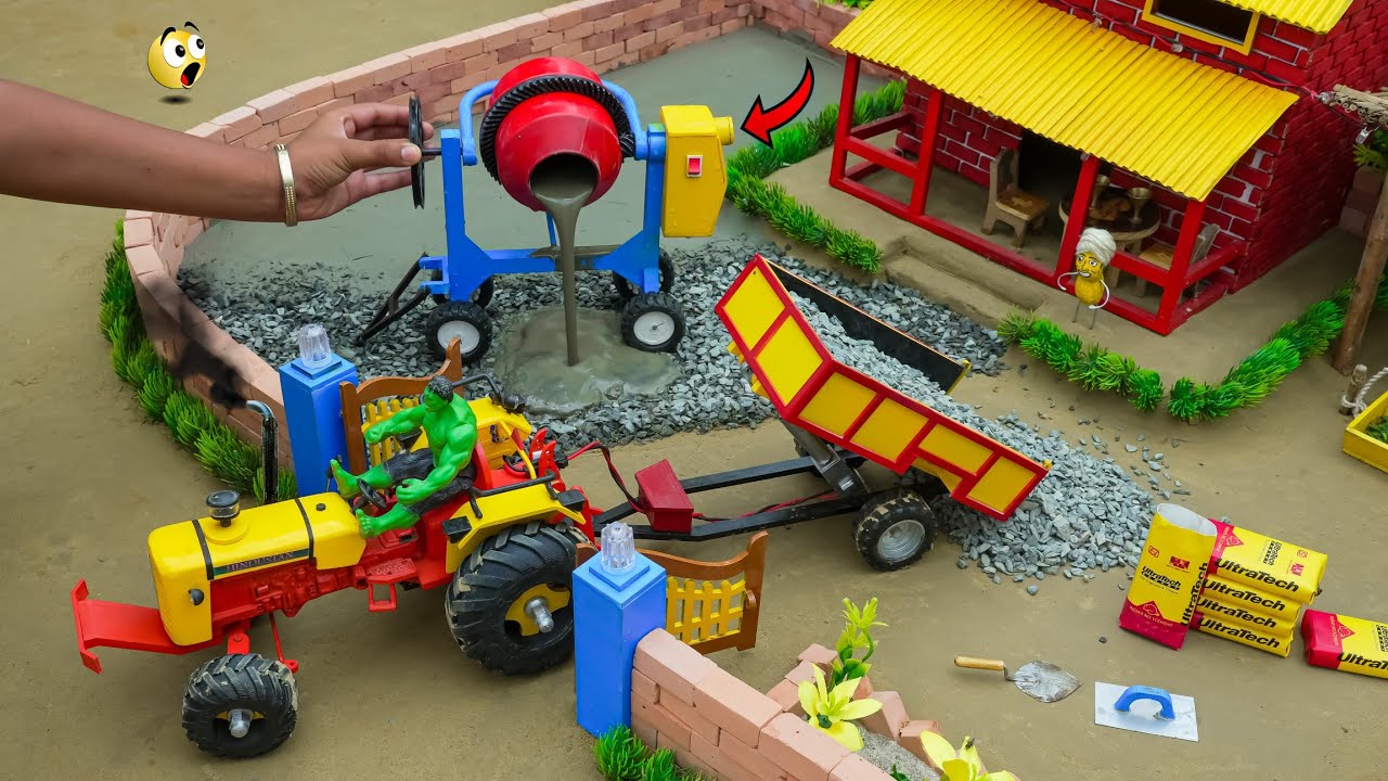 diy tractor mini bricks 🧱 house construction science project | @topminigear