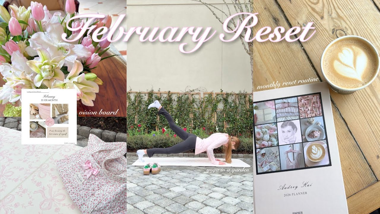 February Monthly Reset ☕ 🕯️ 🌸 | planning, notion, yoga, coffee shop, Charleston snow day
