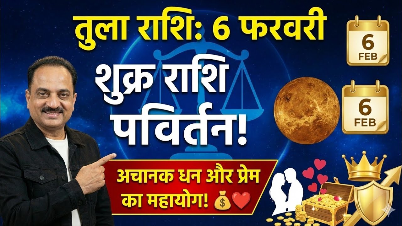 तुला राशि: 6 फरवरी से महा-राजयोग! | लग्नेश का 5वें घर में गोचर | अचानक धन और प्रेम की बरसात 💰❤️