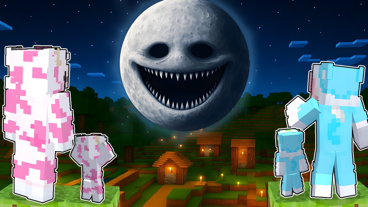 MOMON & ATUN TERKEJUT!! MOON WAKES UP TURUN DARI LANGIT DAN MENGHANCURKAN DESA!! 😱 ft @BANGJBLOX