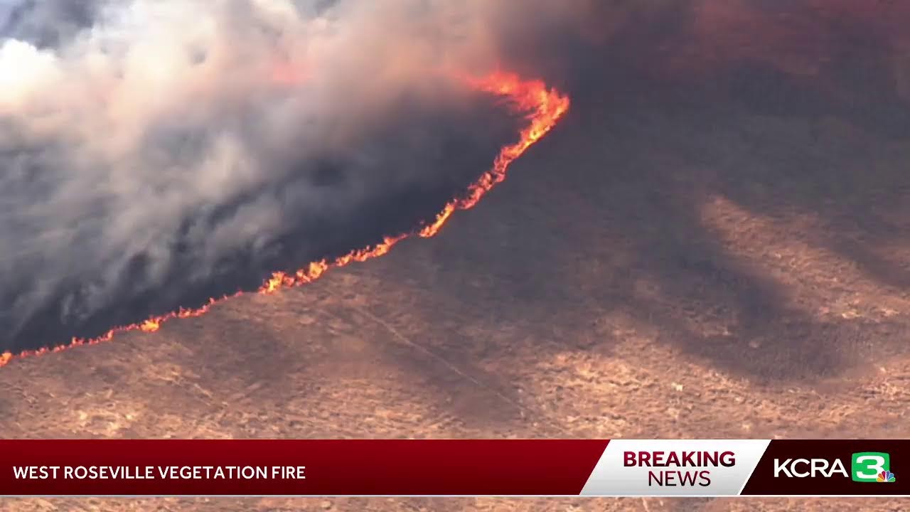 LiveCopter 3 shows a fast-spreading fire in Placer County
