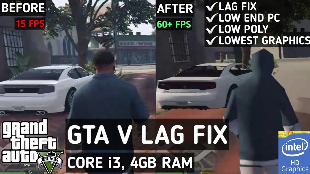 Исправление задержек в GTA V для слабых ПК | Низкие настройки графики | 60+ FPS на 4 ГБ ОЗУ Intel...