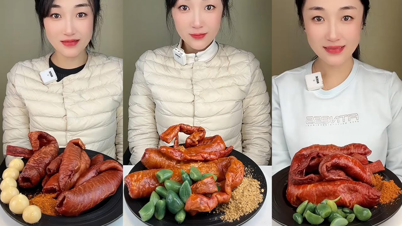 【Yummy】Eating show：Grilled pork intestines🐖🧄#mukbang#asmr