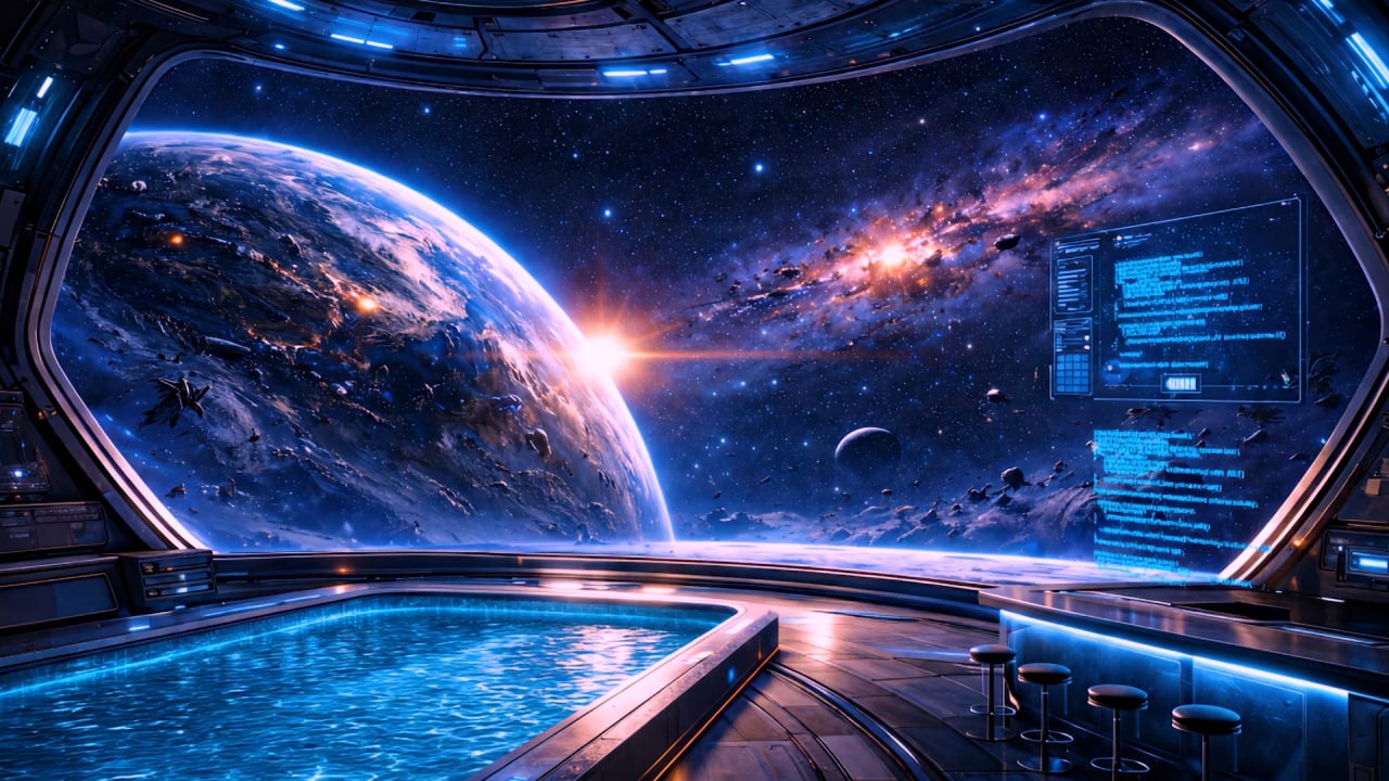 Space Ambient – Deep Sci-Fi Atmosphere | Cosmic Space Station View for Sleep & Study