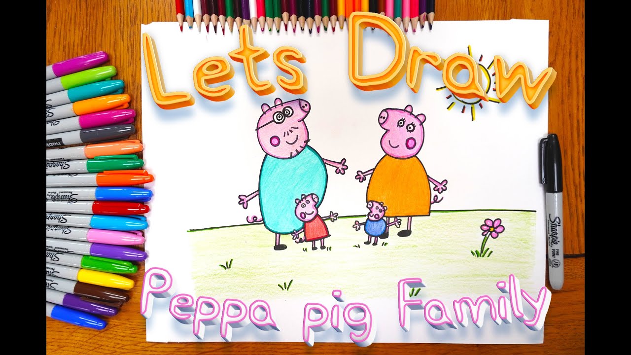 How To Draw and colour Peppa Pig Family using #SHARPIE | Kids Daily drawing #peppapig #drawing  #art