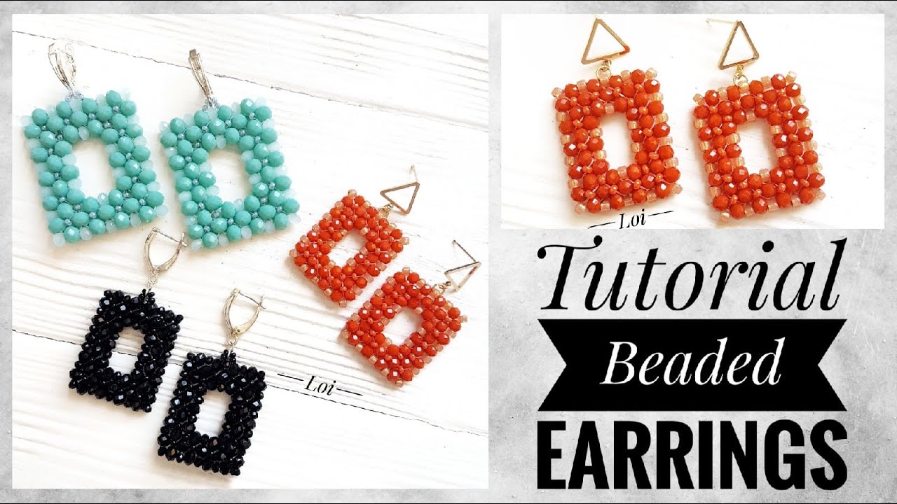 Мастер-класс: Прямоугольные серьги из хрусталя и бисера | Tutorial: Rectangular crystal earrings