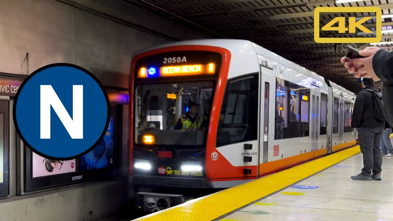 San Francisco Muni Metro N Judah, Civic Center to Ocean Beach, Siemens S200 SF, 4K Train Ride