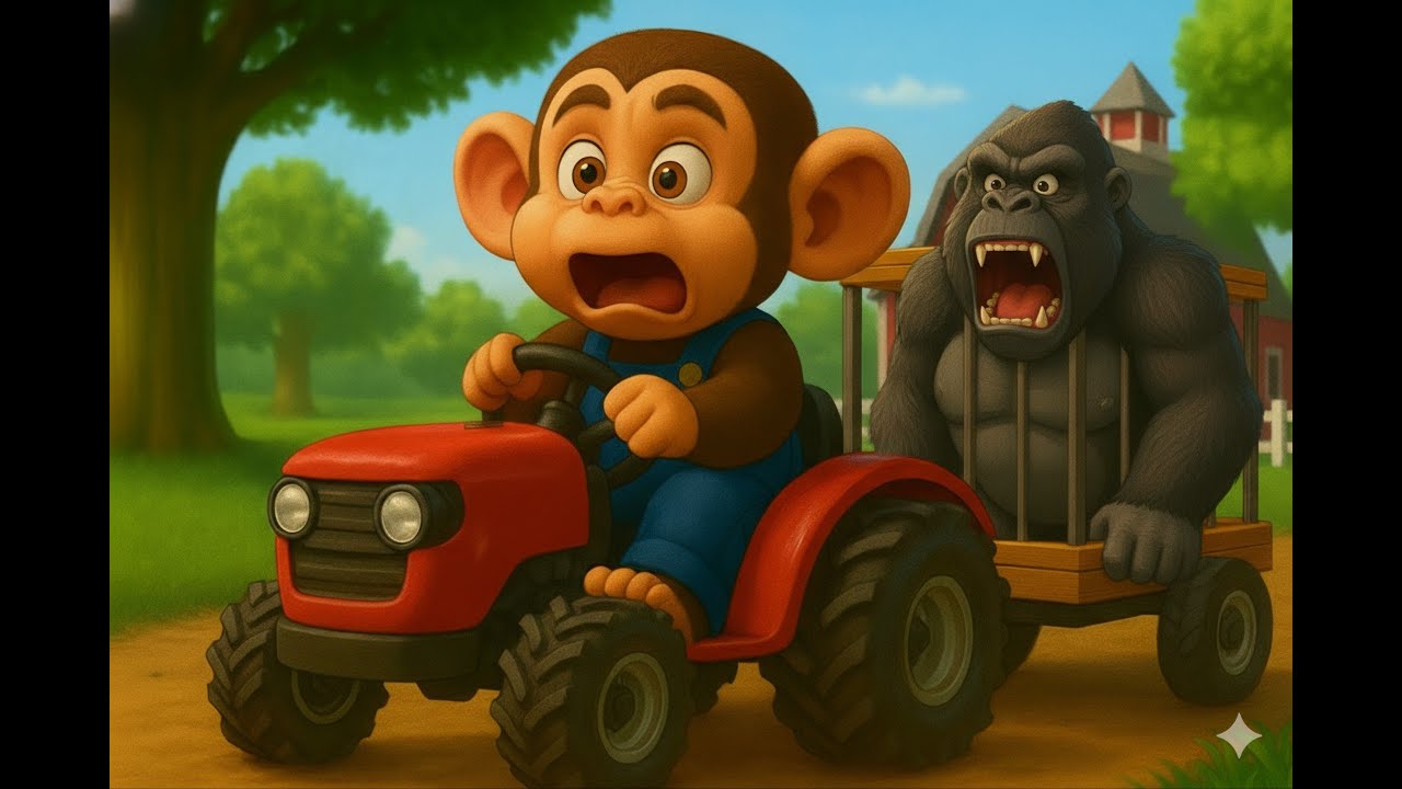 Farm work:1. Gorilla Steals Tractor at Happy Farm | Monkey Farmer&rsquo;s Clever Trap| Happy Farm