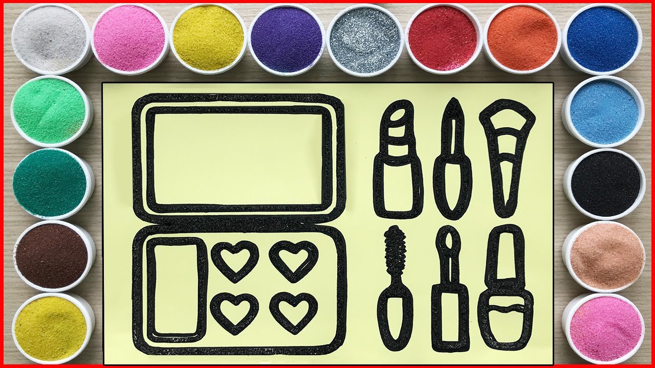 VẼ & T&Ocirc; M&Agrave;U TRANH C&Aacute;T ĐỒ TRANG ĐIỂM SON PHẤN, SƠN M&Oacute;NG TAY... Sand painting make up set (Chim Xinh)