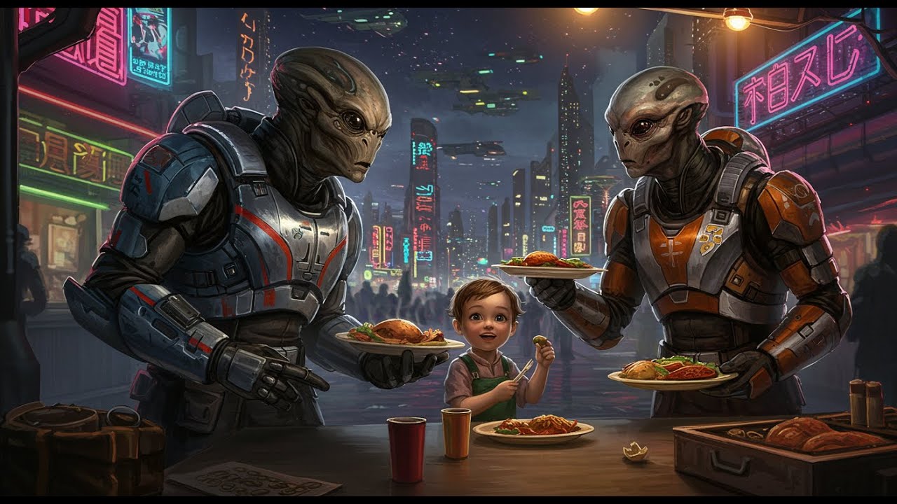12-Year-Old Human Child Purchases Dinner for Alien Soldiers — The Next Day, Two Alien Flee......