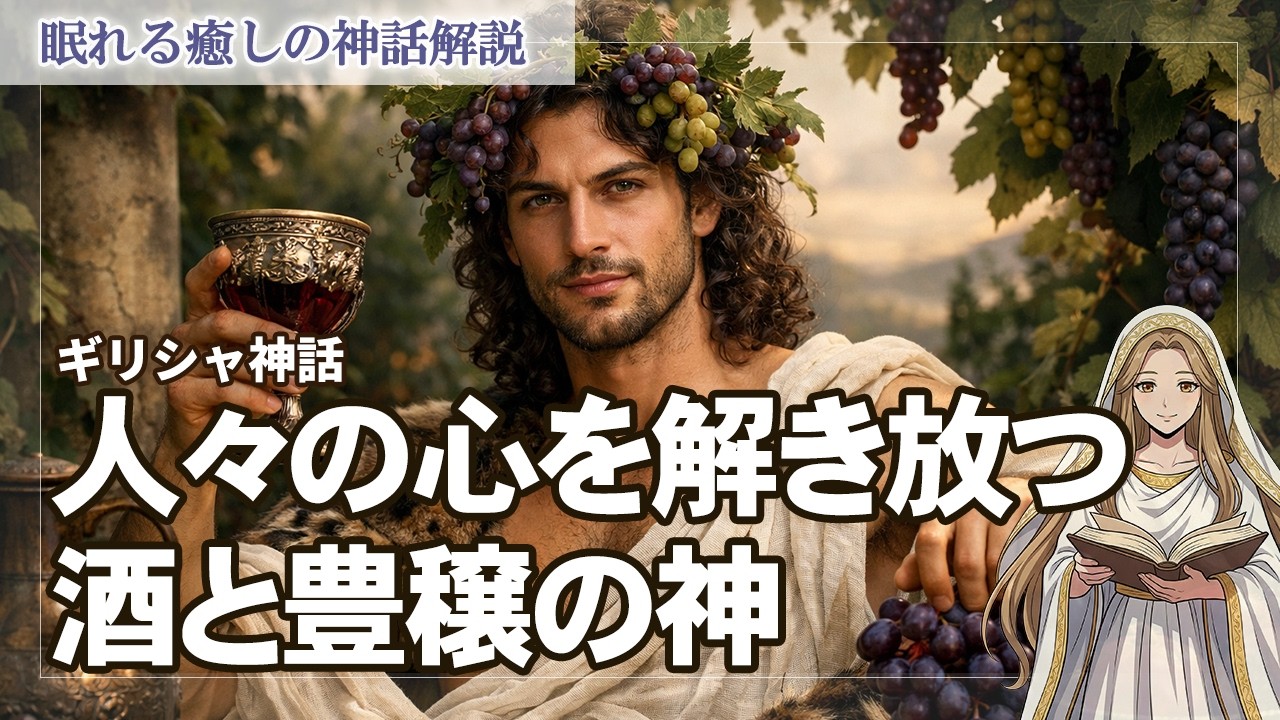 【眠れる癒しの神話解説】お酒と祝祭の神ディオニュソス。世界に「乾杯」と「愛」を届けた最高のエンターテイナー【ギリシャ神話 第12話】
