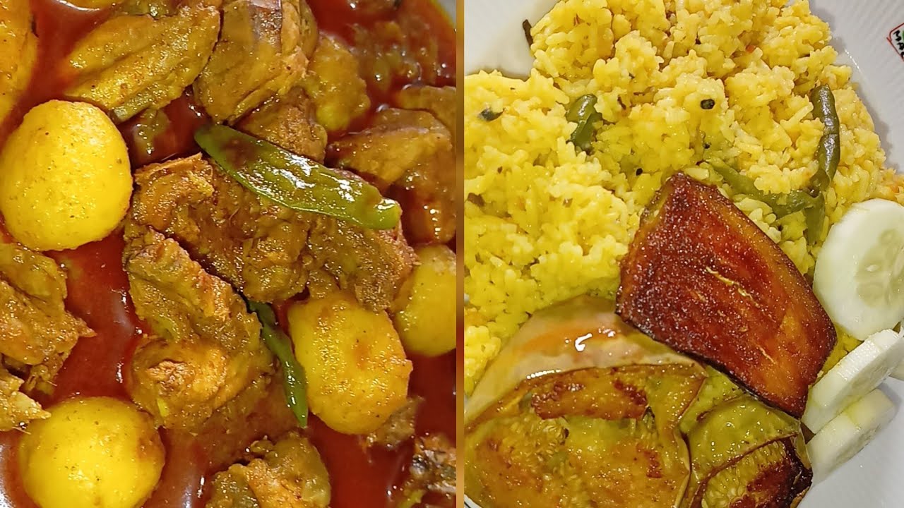 নিরামিষ ভুনা খিচুড়ি আর চিকেন লটপটি😋 Khichuri and Chicken Lotpati