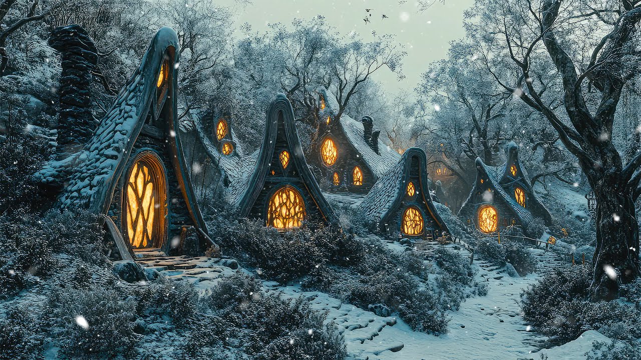 The Enchanted Winter Lantern Village | Medieval Celtic Winter Ambience for Calm & Sleep