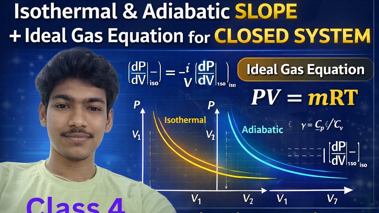 Isothermal & Adiabatic Slope for Closed System |Ideal Gas Equation |Thermal Engineering Ch 2 Class 4