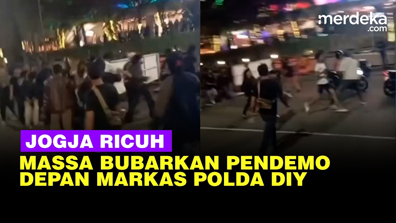 Jogja Ricuh Massa Bubarkan Pendemo Depan Polda DIY, Polisi Bantah Ada Suara Tembakan