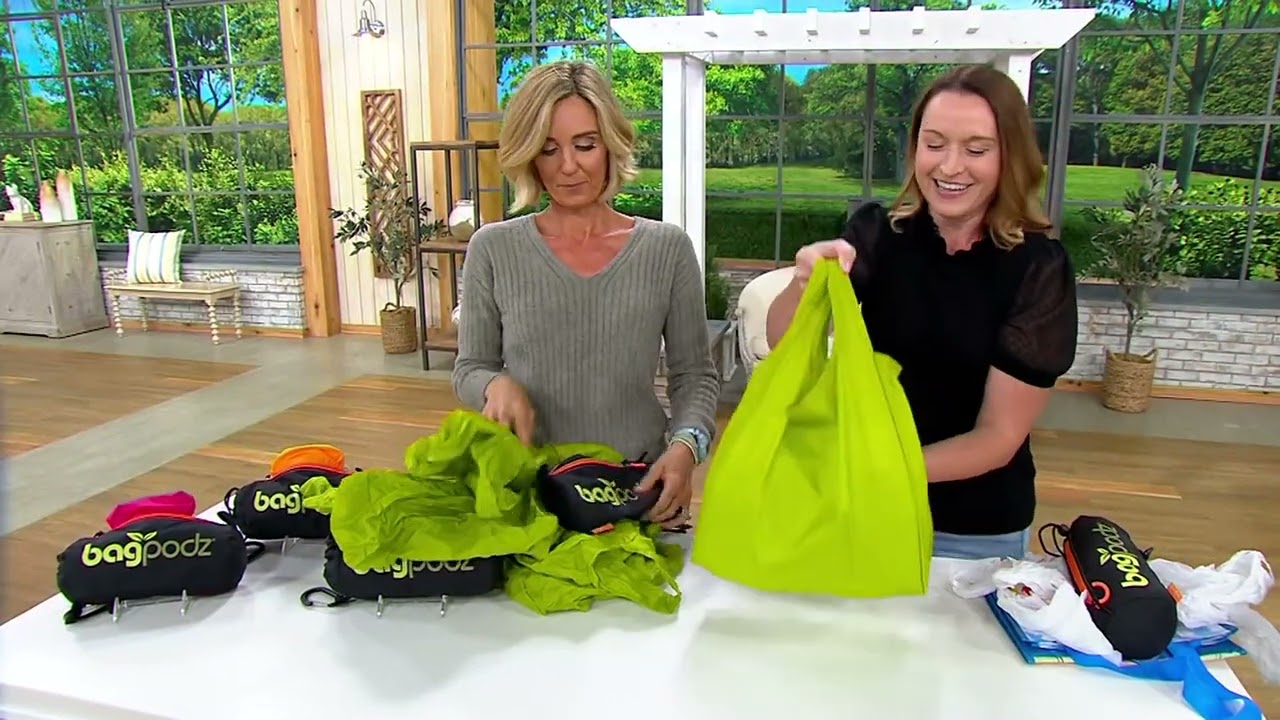 Bag Podz Setof 8 Reusable Bags with Pouch on QVC