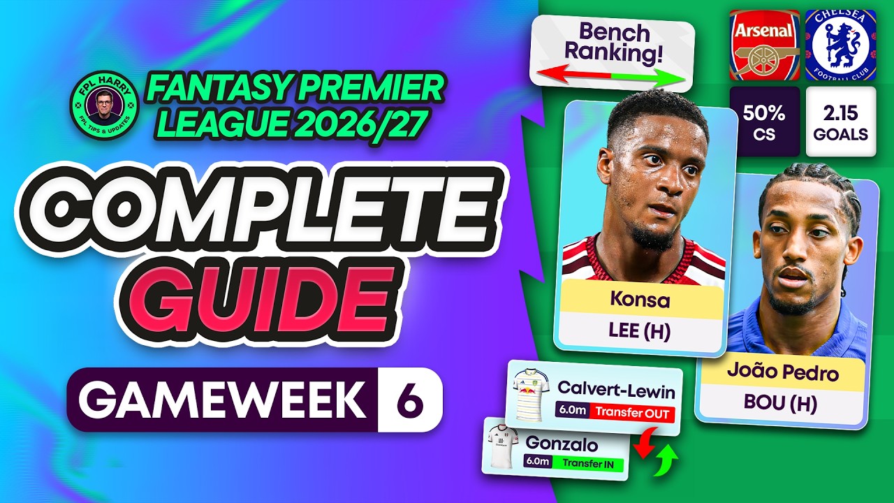 FPL GW6 KOMPLETNY PRZEWODNIK ⁉️WC AKTYWNY! 🚨 AKTUALIZACJE JOAO PEDRO, KONSA ⚠️ | Fantasy Premier ...