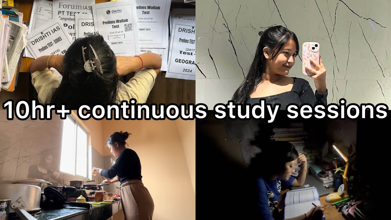 10hr+ continuous study sessions for UPSC| 📚Being a UPSC aspirant is not easy| productive UPSC VLOG