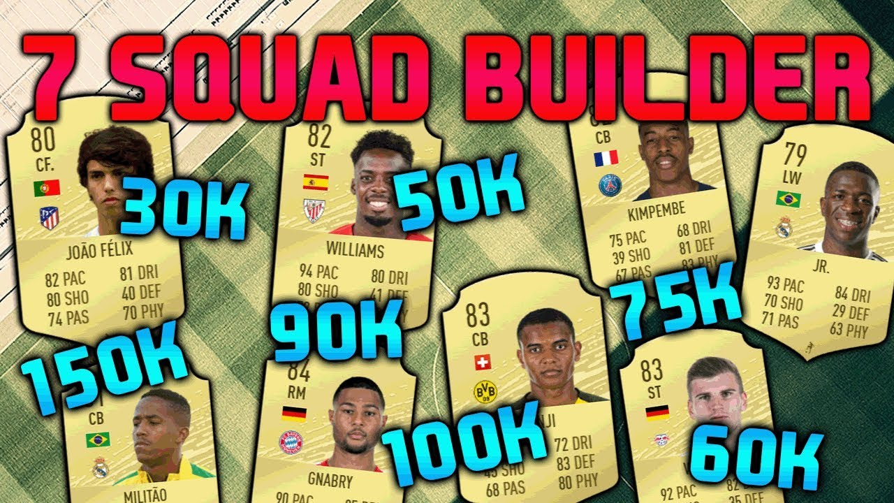 FIFA 20 SQUAD BUILDER 30K 50K 60K 75K 90K 100K 150K SQUAD BUILDER STARTER TEAMS FIFA 19