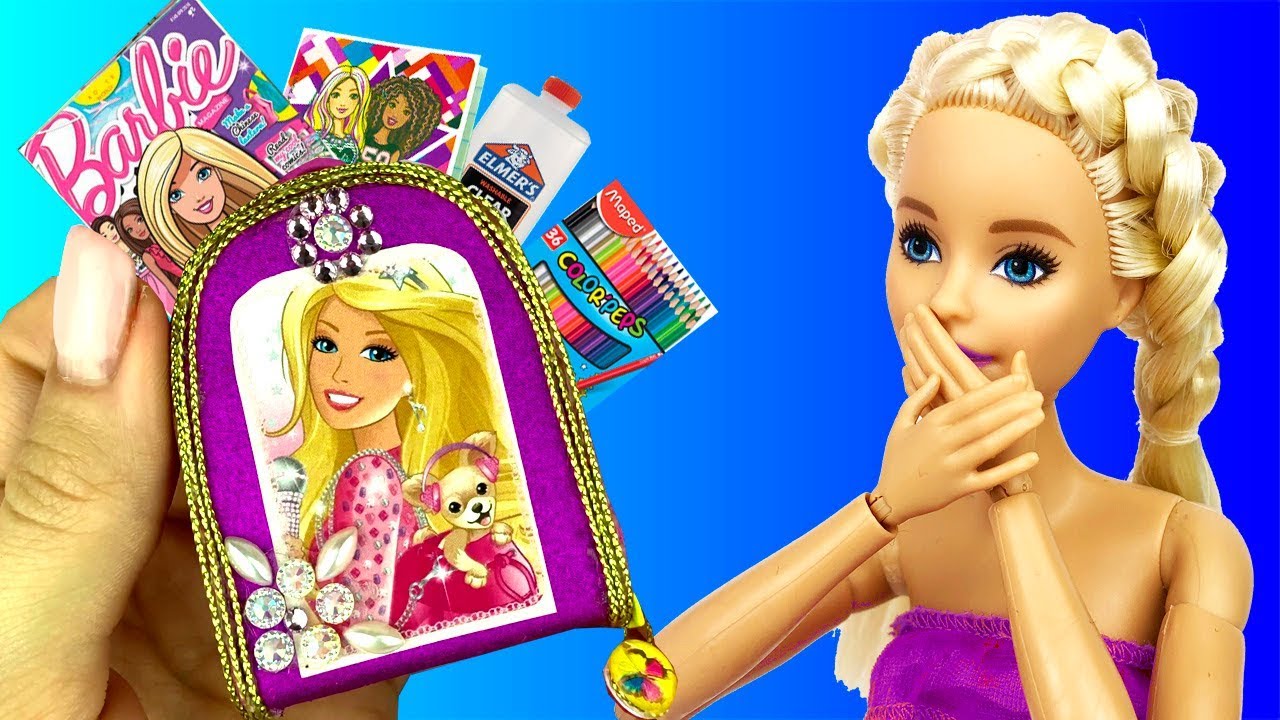 Back to School BARBIE 💝 Miniature SCHOOL Supplies (Barbie dollhouse) 💝 Play dolls