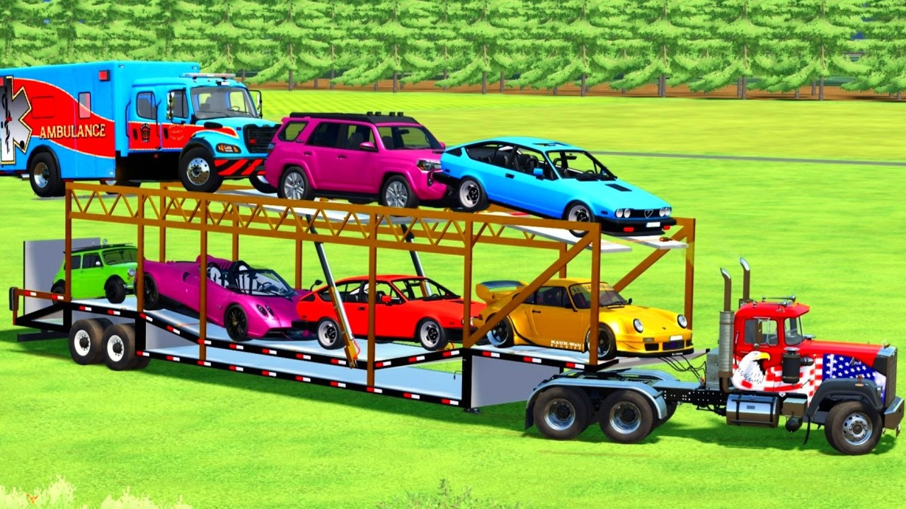 Garage of Colors - ALL TRUCK WITH DOUBLE FLATBED TRAILER TRUCK, MERCEDES, VOLVO, RENAULT Part 2