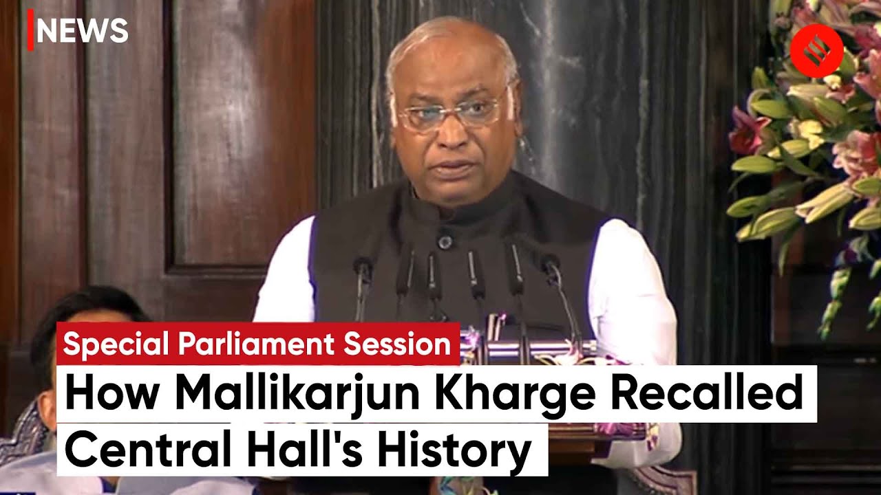 Mallikarjun Kharge Pays Tribute to India's Founding Leaders In Parliament Special Session