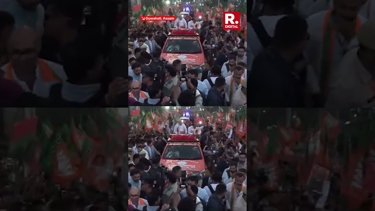 Amit Shah Holds Roadshow in Guwahati Ahead of Assam Polls