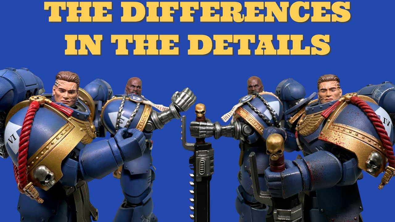 Comparison of JoyToy x Warhammer 40K Ultramarines Regular Vs Collectors Edition Gadriel & Chairon