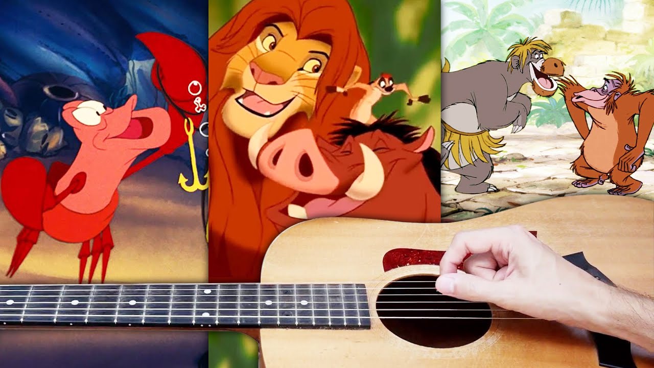TUTO - 3 chansons dansantes de DISNEY - GUITARE vue de dessus