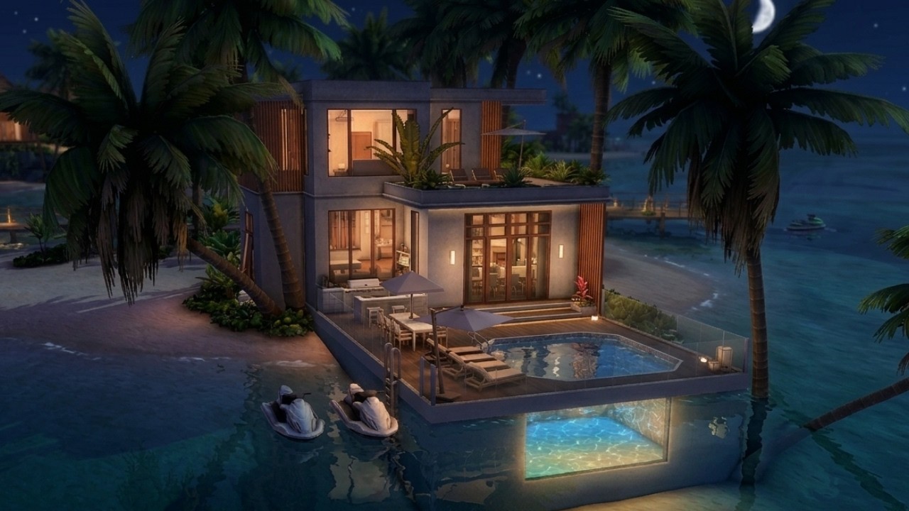 The Sims 4 Luxury Beachfront Villa 🌊 | Stop Motion Speed Build