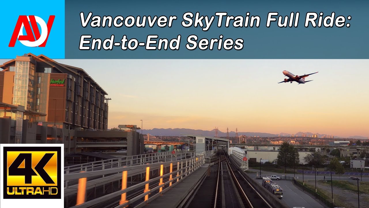 Vancouver SKYTRAIN FULL RIDE: CANADA LINE INBOUND (SUNSET) YVR Airport to Waterfront End-to-End - 4K