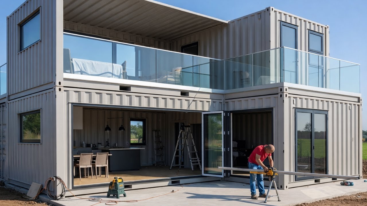 Man Builds a Modern Two-Story House from Steel Containers | Full Build by @mlgkontejneri3283