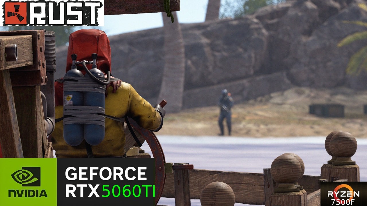 Rust - Ryzen 5 7500F + RTX 5060TI 16GB - Medium Settings - 1080p