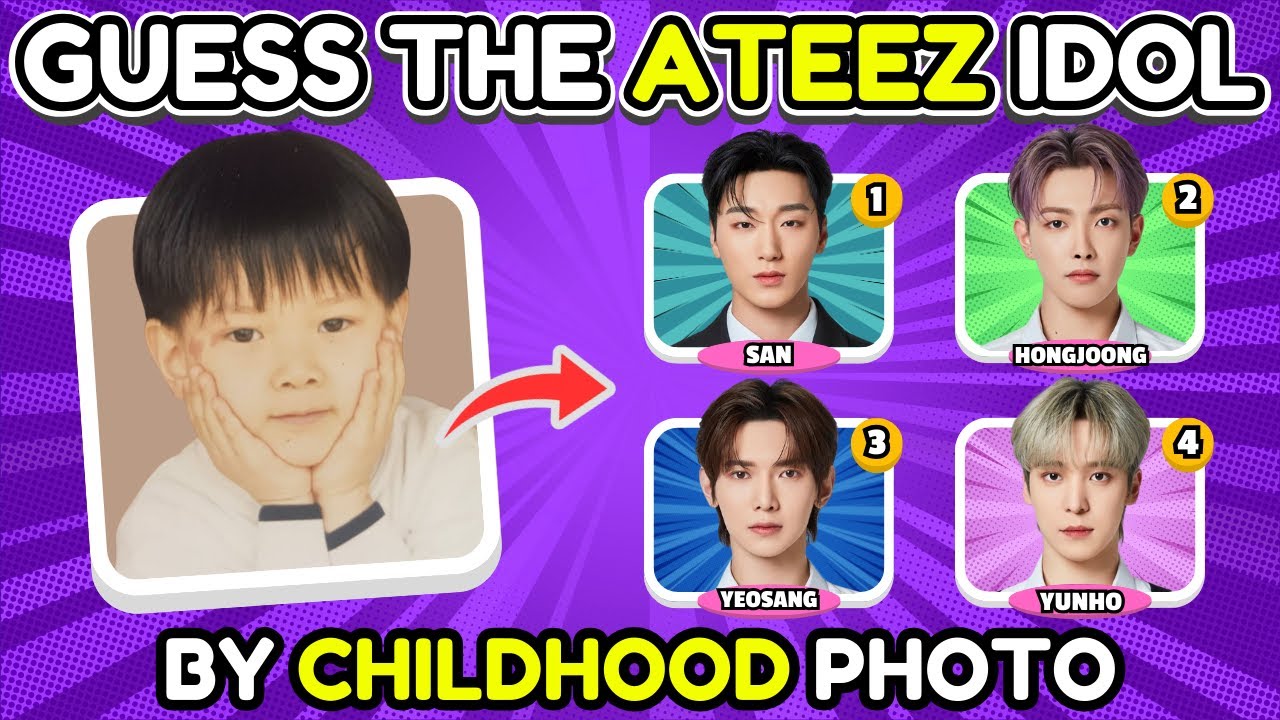Guess ATEEZ Member Childhood Photo! | K-Pop Quiz Game 🧡💙